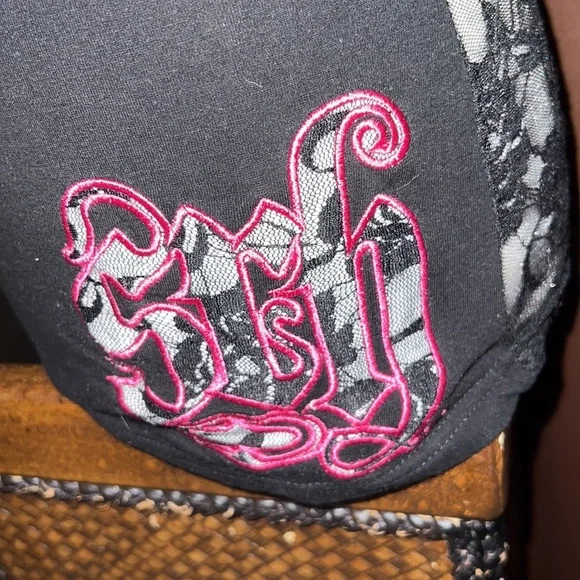 Supporting Radical Habits Black 🖤 Pink 💗 Camisole Halter Top Lace Back Med - Picture 3 of 9